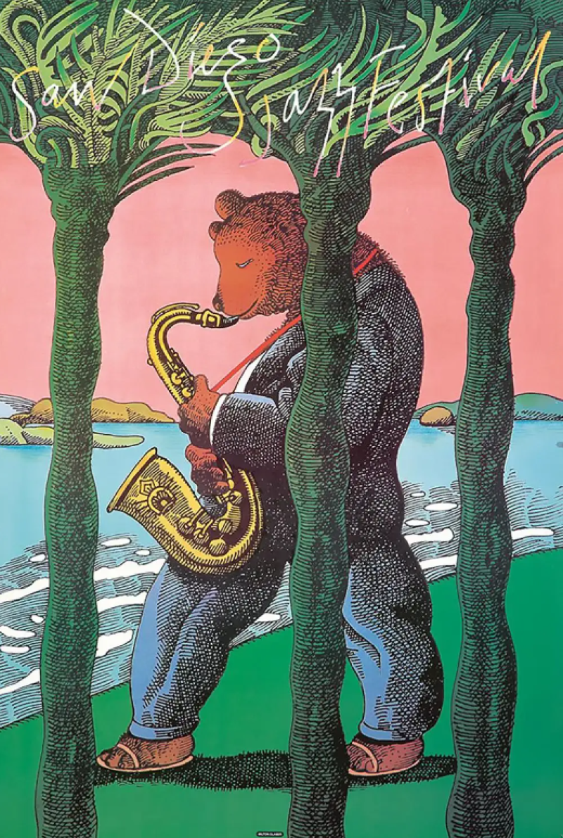 Milton Glaser Vintage San Diego Jazz Festival Concert Poster Milton Glaser Vintage San Diego Jazz Festival Concert Poster